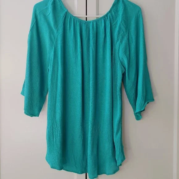 Turquoise Bell Sleeve Top - Size Small - Picture 4 of 4